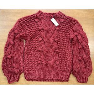 Amaryllis Sweater Women ES Dark Rusty Terracotta Chunky Cable Knit‎ Soft Cozy